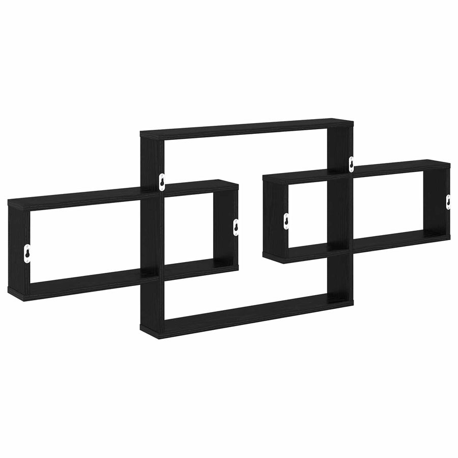 Wandplank Zwart eiken 130 x 10 x 50 cm Bewerkt hout