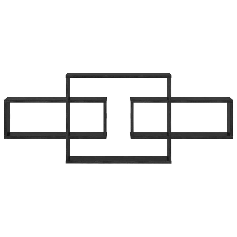 Wandplank Zwart eiken 130 x 10 x 50 cm Bewerkt hout