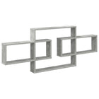 Wandplank 130x10x50 cm betongrijs bewerkt hout
