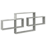 Wandplank 130x10x50 cm betongrijs bewerkt hout
