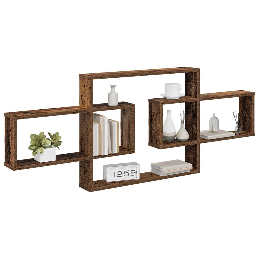 Wandplank Oud hout 130 x 10 x 50 cm Bewerkt hout