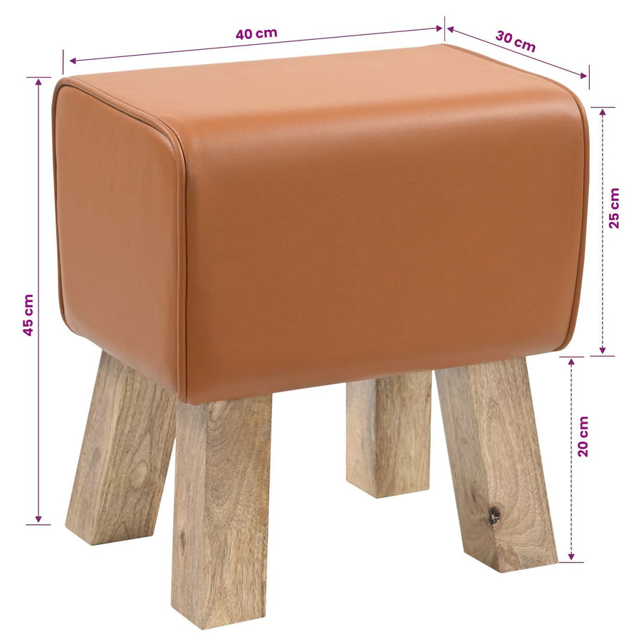 Bank 40 x 30 x 45 cm Echt Leer Bruin