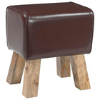Bank 40x30x45 cm echt leer mangohout donkerbruin