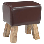 Bank 40x30x45 cm echt leer mangohout donkerbruin