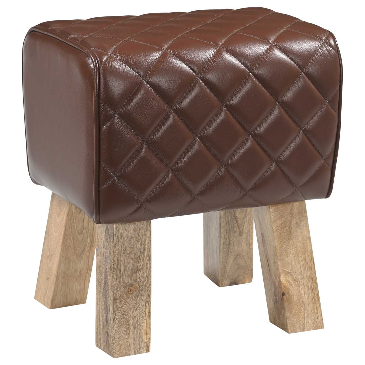Bank 40 x 30 x 45 cm Echt Leer Bruine diamant