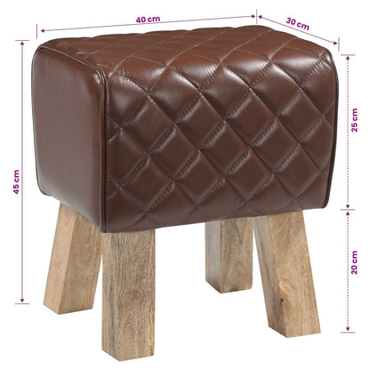 Bank 40 x 30 x 45 cm Echt Leer Bruine diamant