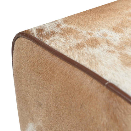 Bank 40 x 30 x 45 cm Echt Leer Bruin en wit