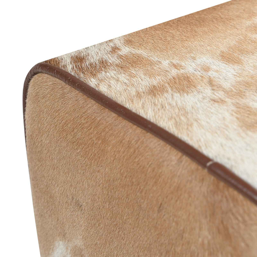 Bank 40 x 30 x 45 cm Echt Leer Bruin en wit