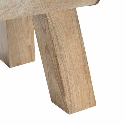 Bank 40 x 30 x 45 cm Echt Leer Bruin en wit