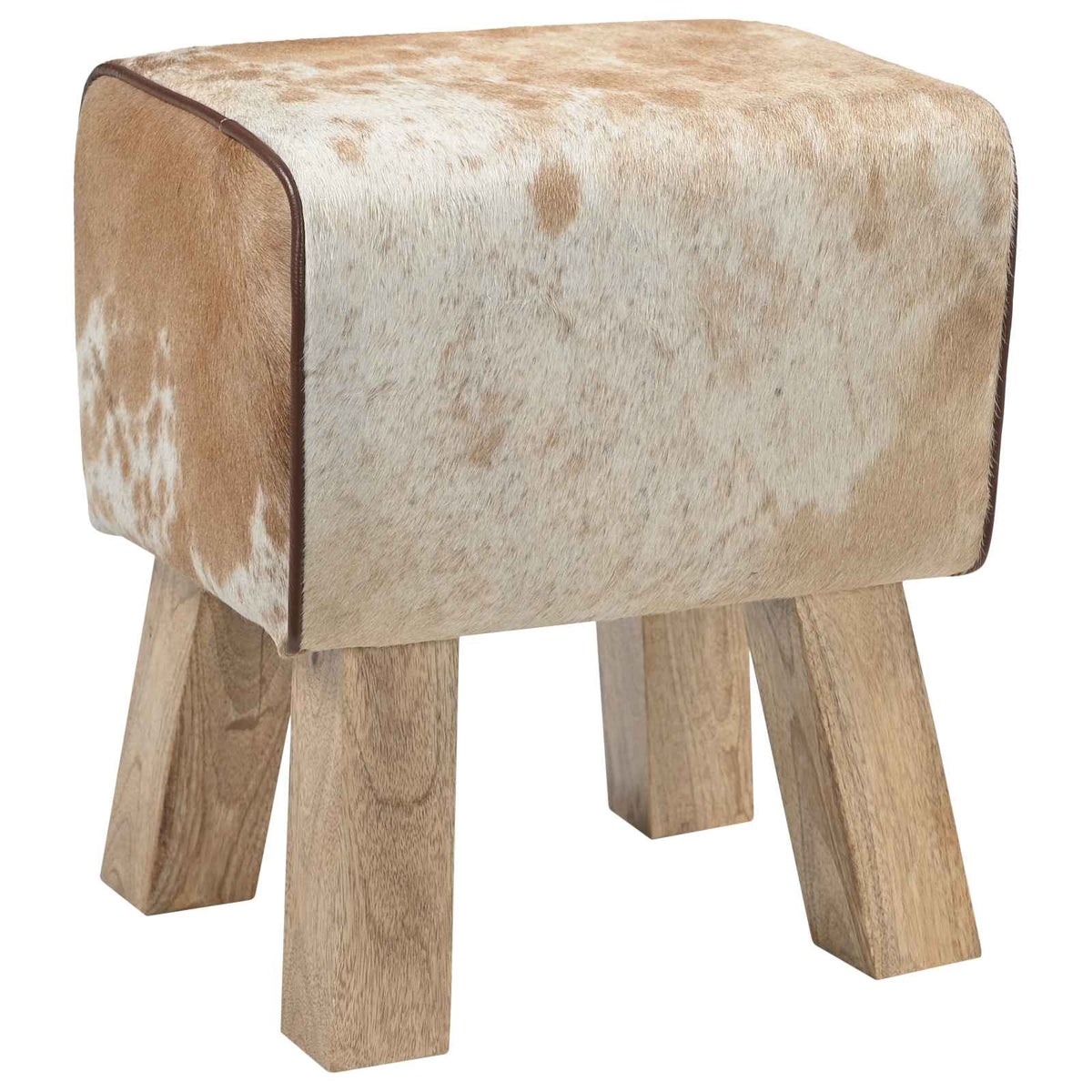 Bank 40 x 30 x 45 cm Echt Leer Bruin en wit