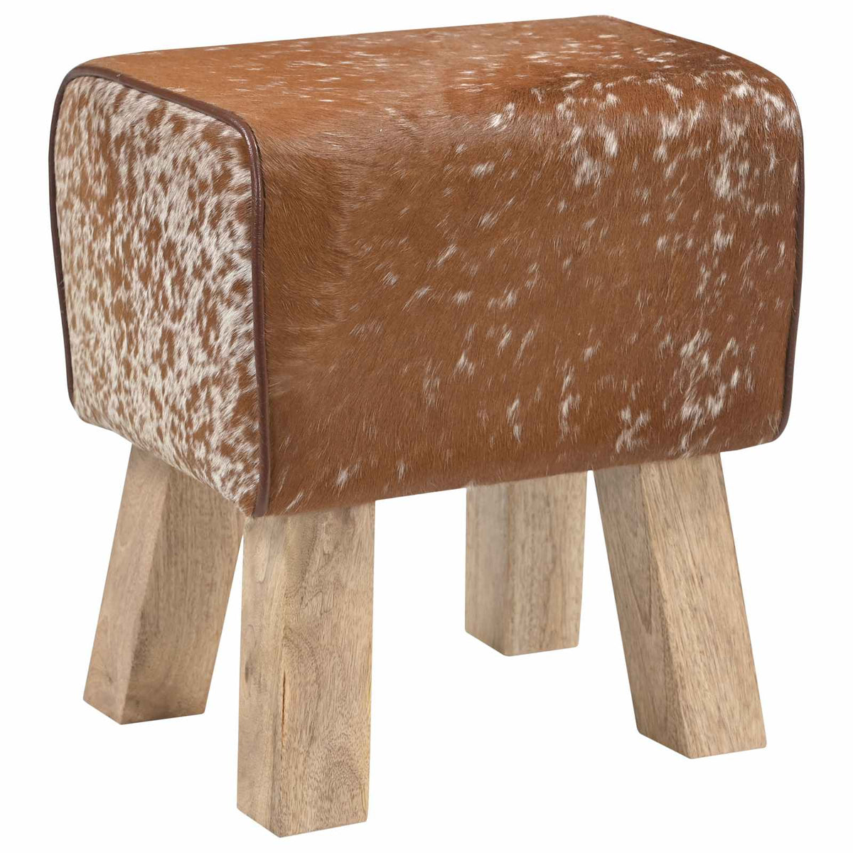 Bank 40 x 30 x 45 cm Echt Leer Bruin en wit
