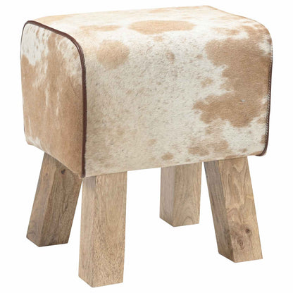 Bank 40 x 30 x 45 cm Echt Leer Bruin en wit