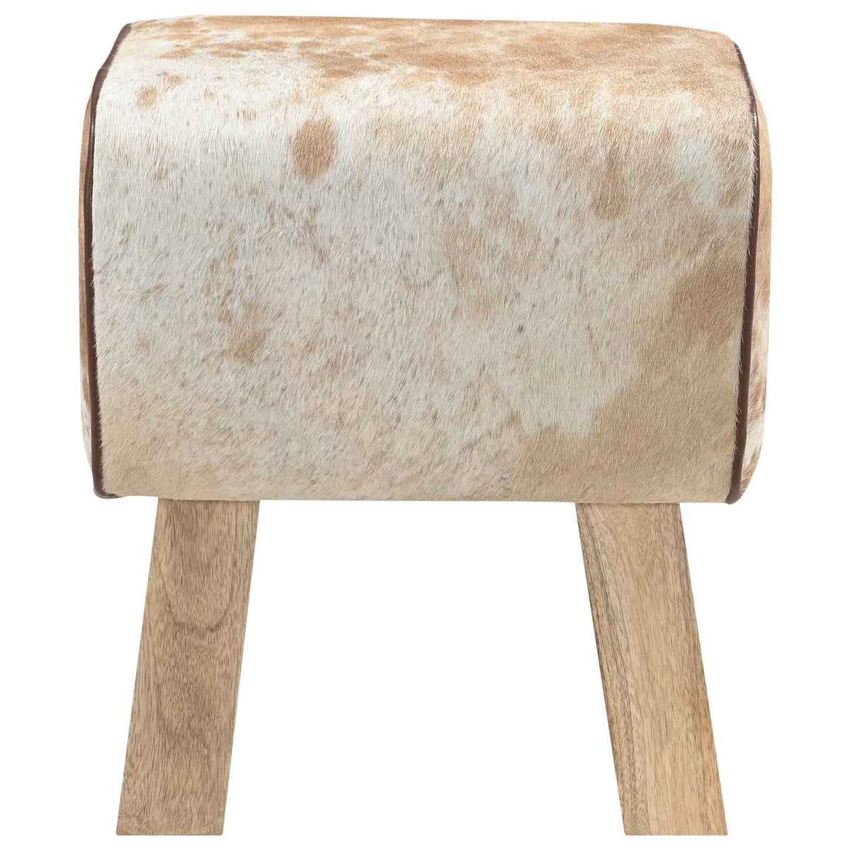 Bank 40 x 30 x 45 cm Echt Leer Bruin en wit