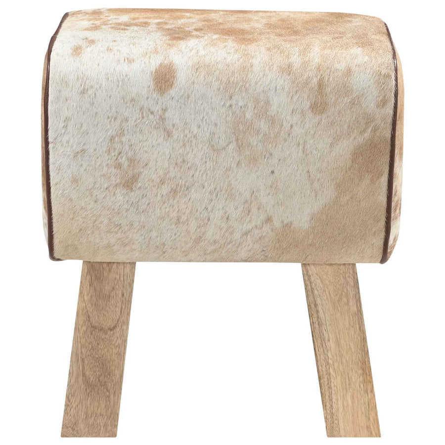 Bank 40 x 30 x 45 cm Echt Leer Bruin en wit