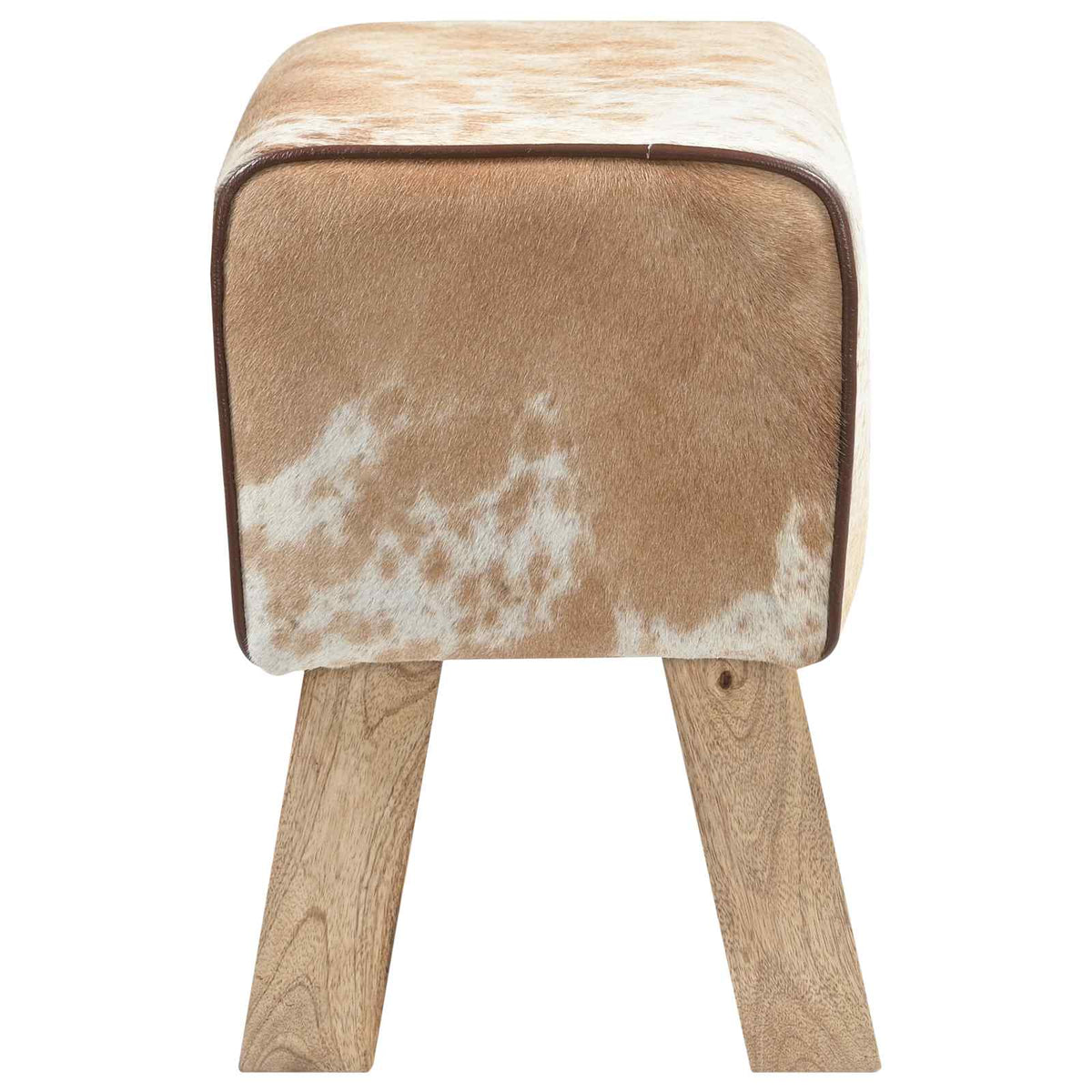 Bank 40 x 30 x 45 cm Echt Leer Bruin en wit
