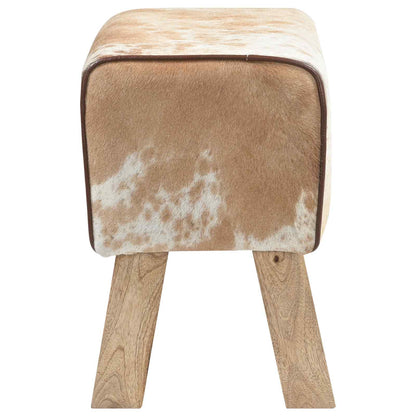 Bank 40 x 30 x 45 cm Echt Leer Bruin en wit