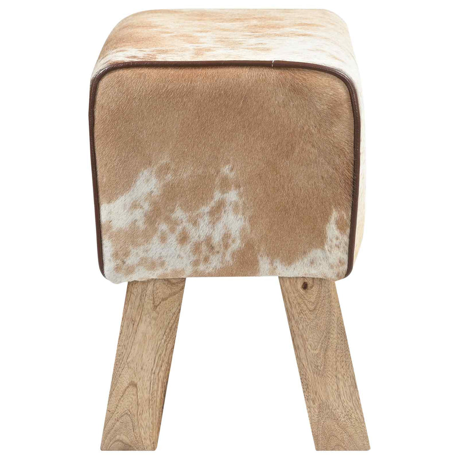 Bank 40 x 30 x 45 cm Echt Leer Bruin en wit