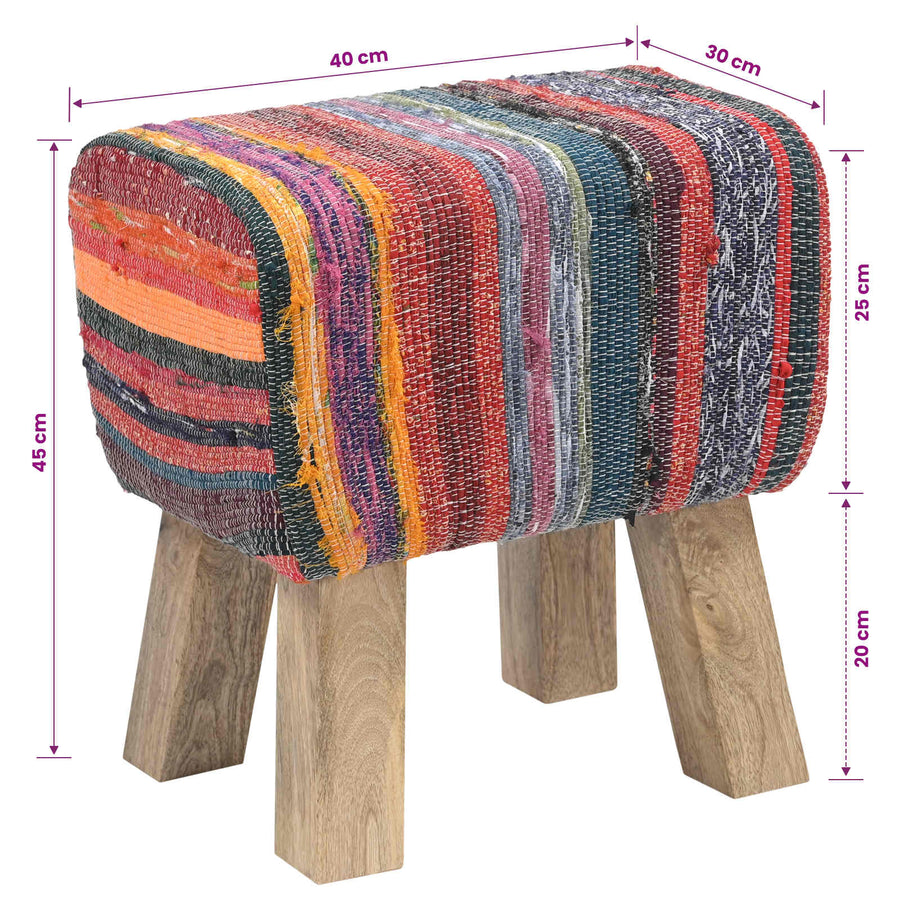 Bank 40 x 30 x 45 cm Echt Leer Meerkleurig