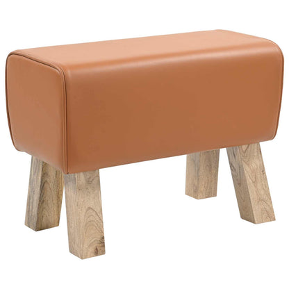 Bank 60 x 30 x 45 cm Echt Leer Bruin