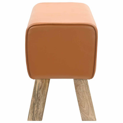 Bank 60 x 30 x 45 cm Echt Leer Bruin