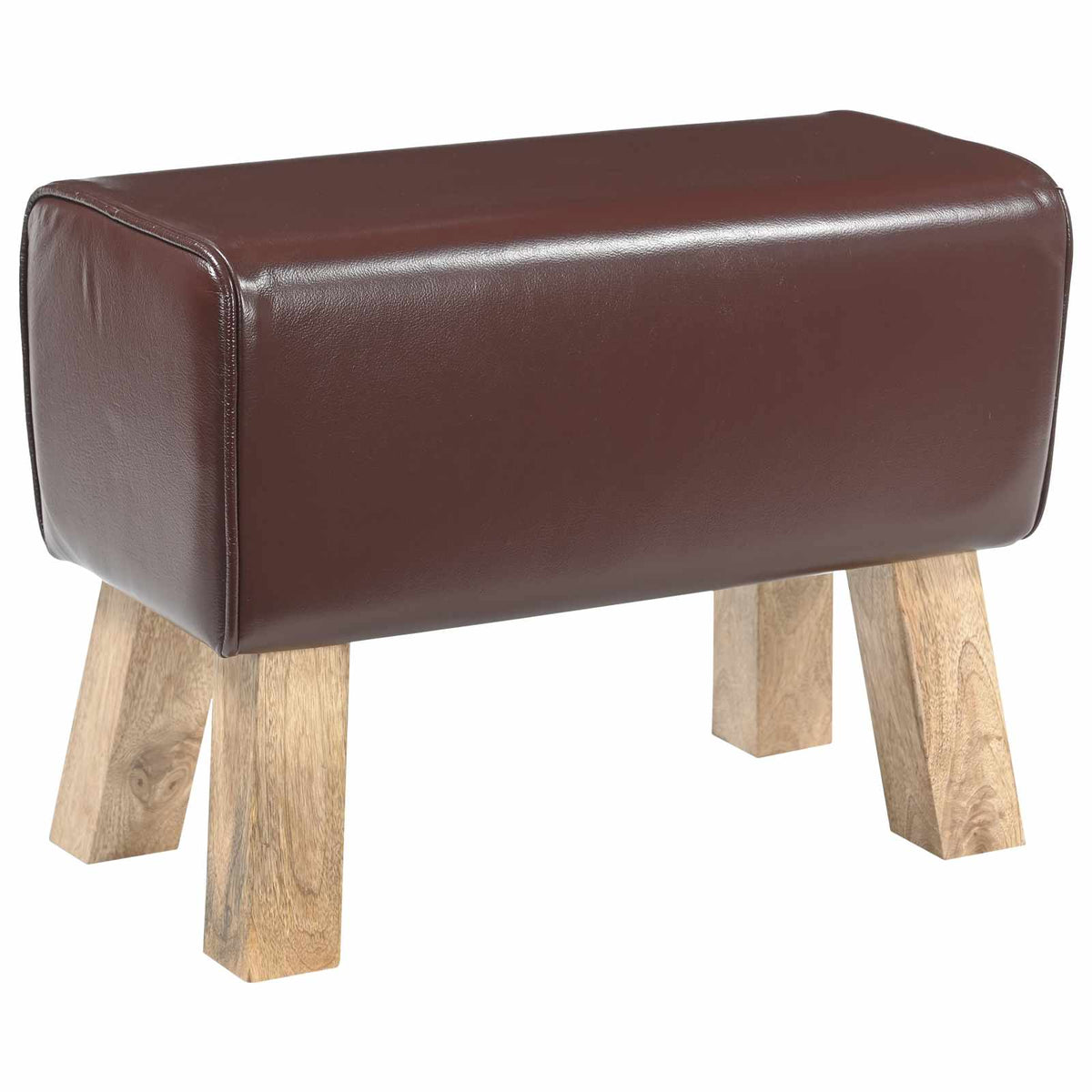 Bank 60 x 30 x 45 cm Echt Leer Donkerbruin