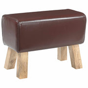 Eettafelbank leer 60x30x45 cm donkerbruin massief mangohout