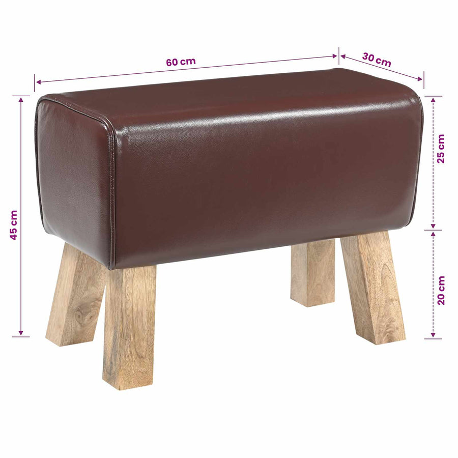 Bank 60 x 30 x 45 cm Echt Leer Donkerbruin