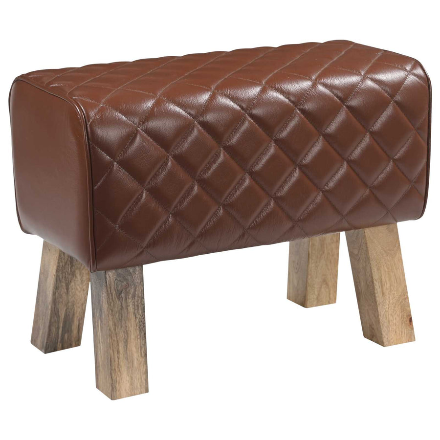 Bank 60 x 30 x 45 cm Echt Leer Bruine diamant