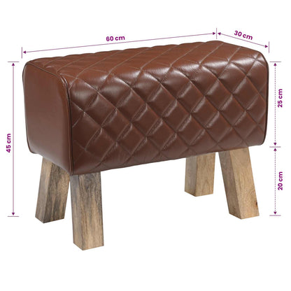 Bank 60 x 30 x 45 cm Echt Leer Bruine diamant