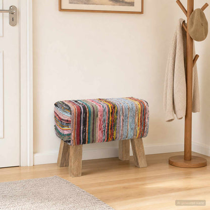 Bank 60 x 30 x 45 cm Echt Leer Meerkleurig