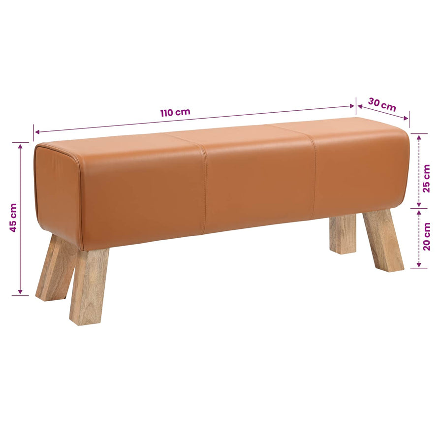 Bank 110 x 30 x 45 cm Echt Leer Bruin