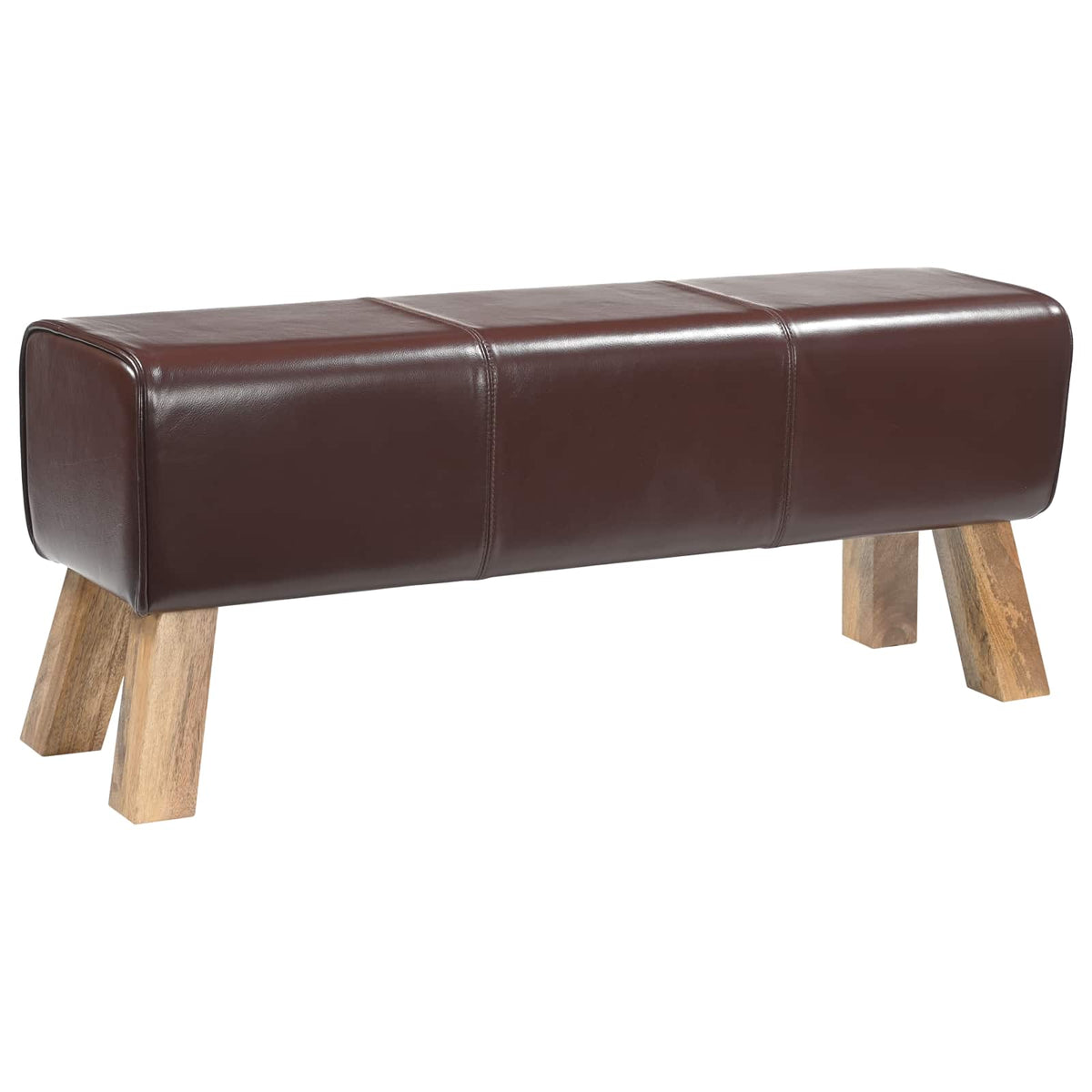 Bank 110 x 30 x 45 cm Echt Leer Donkerbruin