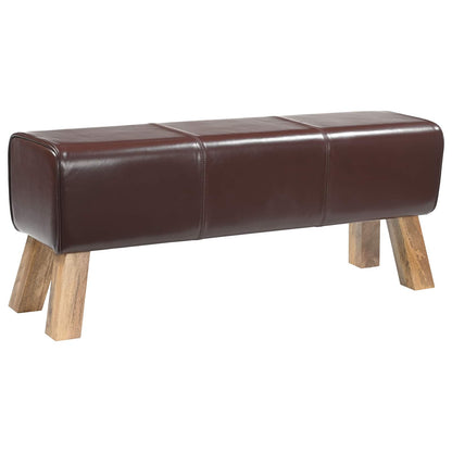 Bank 110 x 30 x 45 cm Echt Leer Donkerbruin