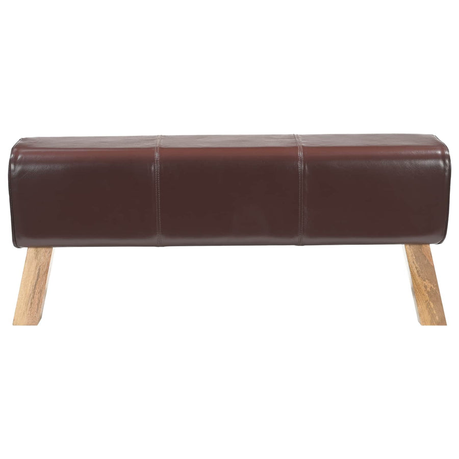 Bank 110 x 30 x 45 cm Echt Leer Donkerbruin