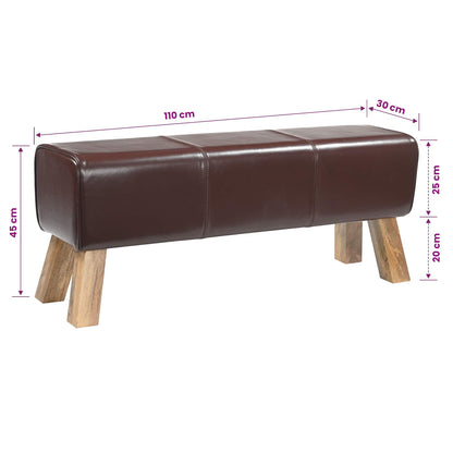 Bank 110 x 30 x 45 cm Echt Leer Donkerbruin