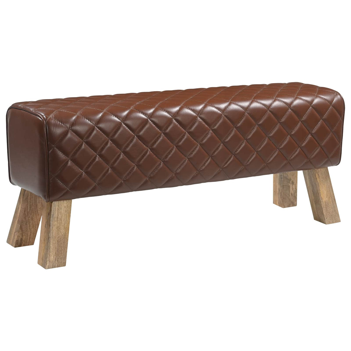 Bank 110 x 30 x 45 cm Echt Leer Bruine diamant
