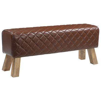 Bank 110 x 30 x 45 cm Echt Leer Bruine diamant