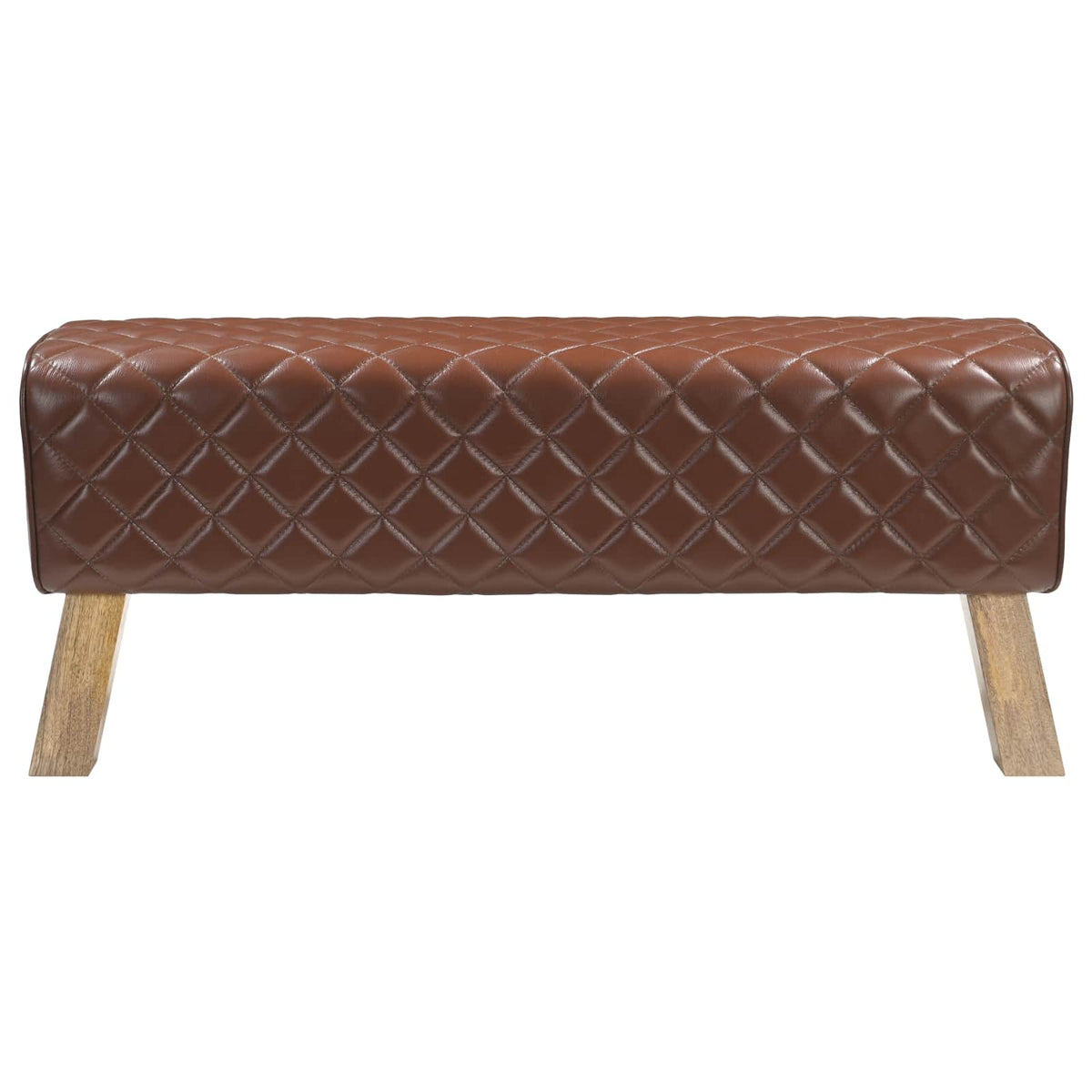 Bank 110 x 30 x 45 cm Echt Leer Bruine diamant
