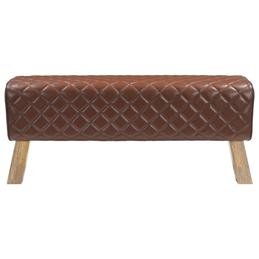Bank 110 x 30 x 45 cm Echt Leer Bruine diamant