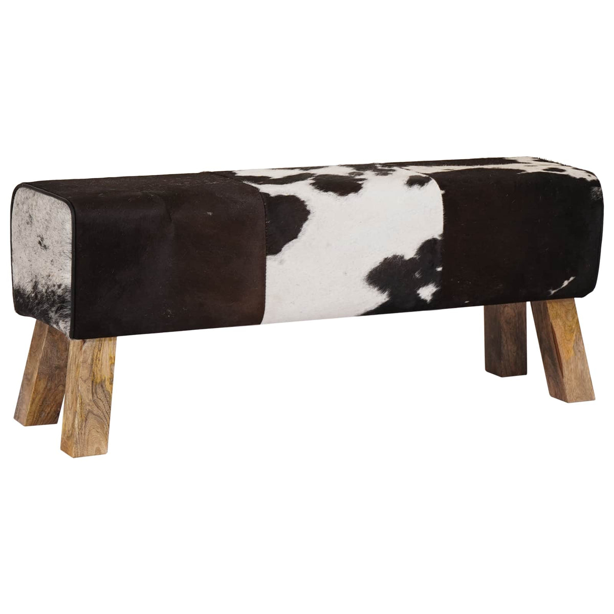 Bank 110 x 30 x 45 cm Echt Leer Zwart en Wit