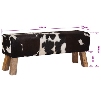 Bank 110 x 30 x 45 cm Echt Leer Zwart en Wit