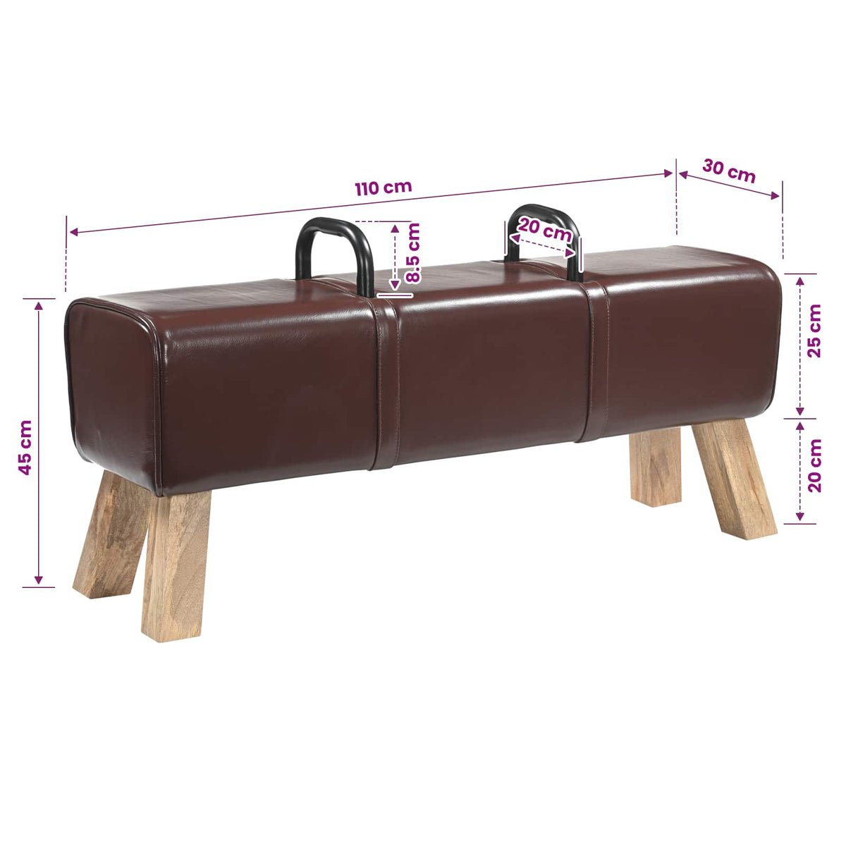 Bank Donkerbruin 110 x 30 x 45 cm Echt Leer