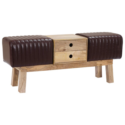 Bank 110 x 30 x 45 cm Echt Leer Donkerbruin