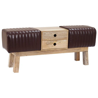 Bank 110 x 30 x 45 cm Echt Leer Donkerbruin