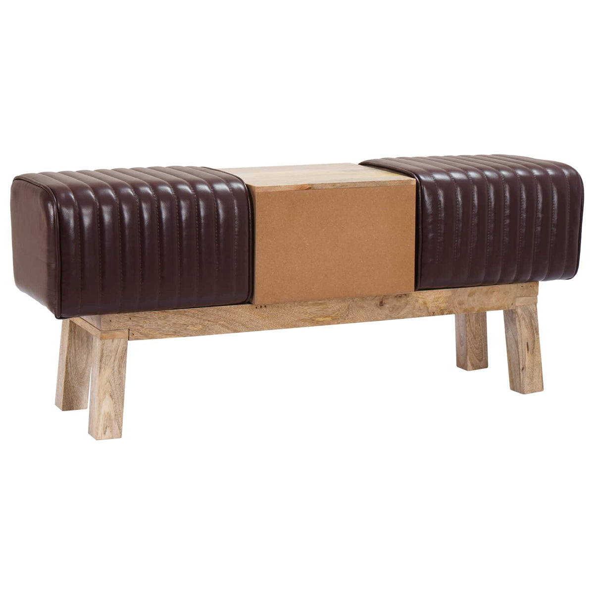 Bank 110 x 30 x 45 cm Echt Leer Donkerbruin