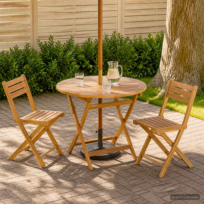 Vouw Tuin Tafel Naturel Ø 90 x 75 cm Massief Teakhout