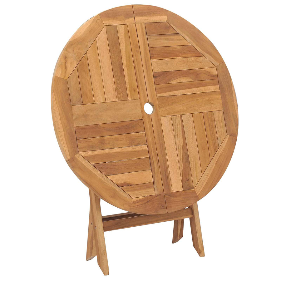 Vouw Tuin Tafel Naturel Ø 90 x 75 cm Massief Teakhout