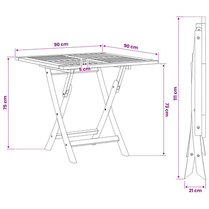 Vouw Tuin Tafel Naturel 90 x 90 x 75 cm Massief Teakhout