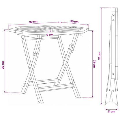 Vouw Tuin Tafel Naturel 90 x 90 x 75 cm Massief Teakhout
