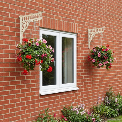 Wandplank Beugels 2 st Antiek wit 27,5 x 23 x 4 cm Staal